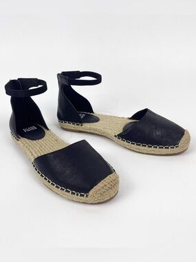 Eileen Fisher Lala Espadrille Black Leather Womens Size 7
